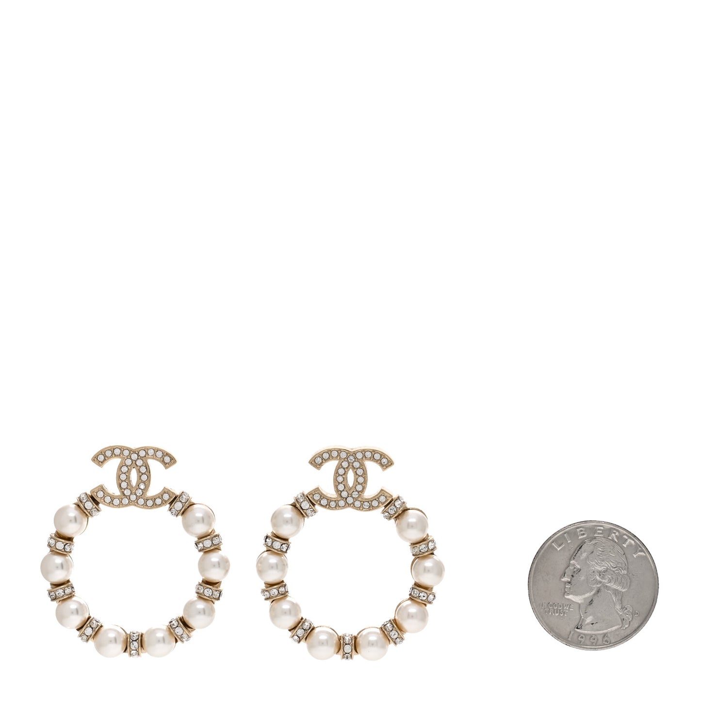 Pearl Crystal Nefertiti CC Drop Earrings Gold