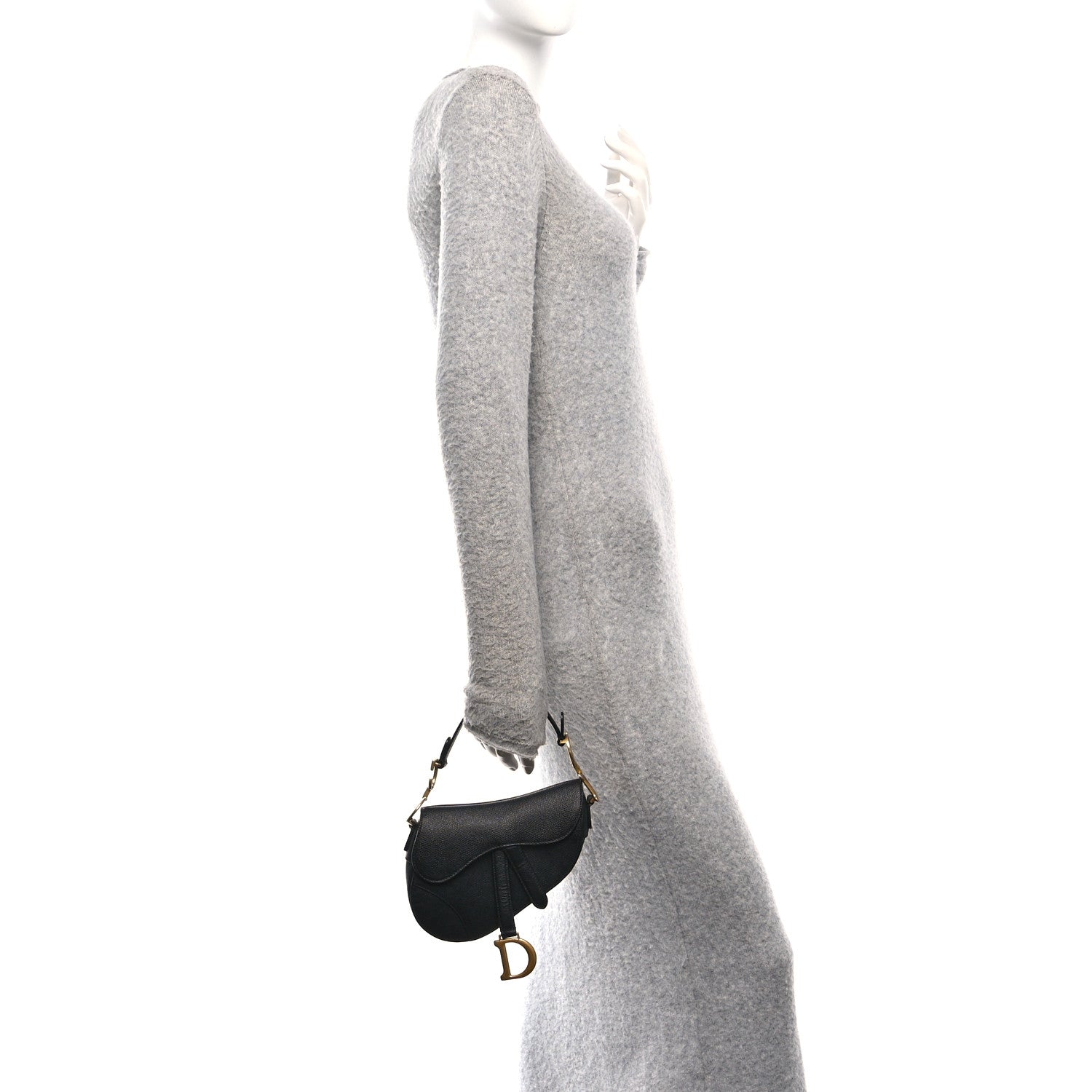 Christian Dior Grained Calfskin Mini Saddle Bag Black 2 of 10