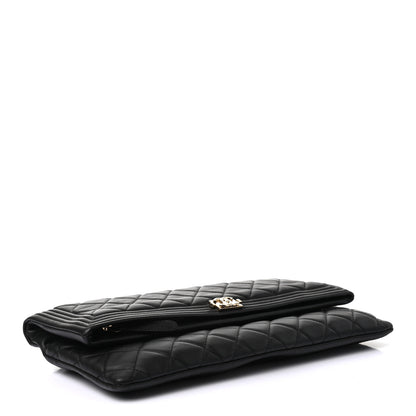 Chanel Lambskin Quilted Beauty CC Boy Clutch Black 4 of 9
