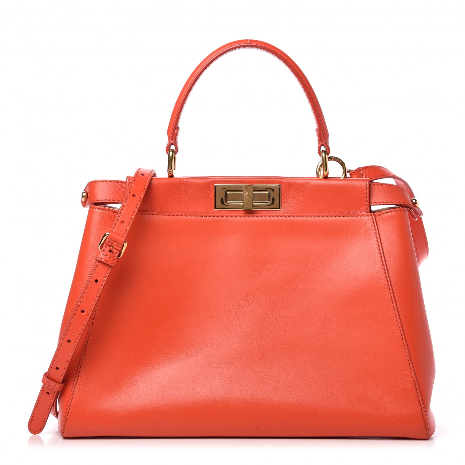 Fendi Vitello Morgan Shiny Nappa Medium Peekaboo Iconic Satchel Papavero 1 of 8