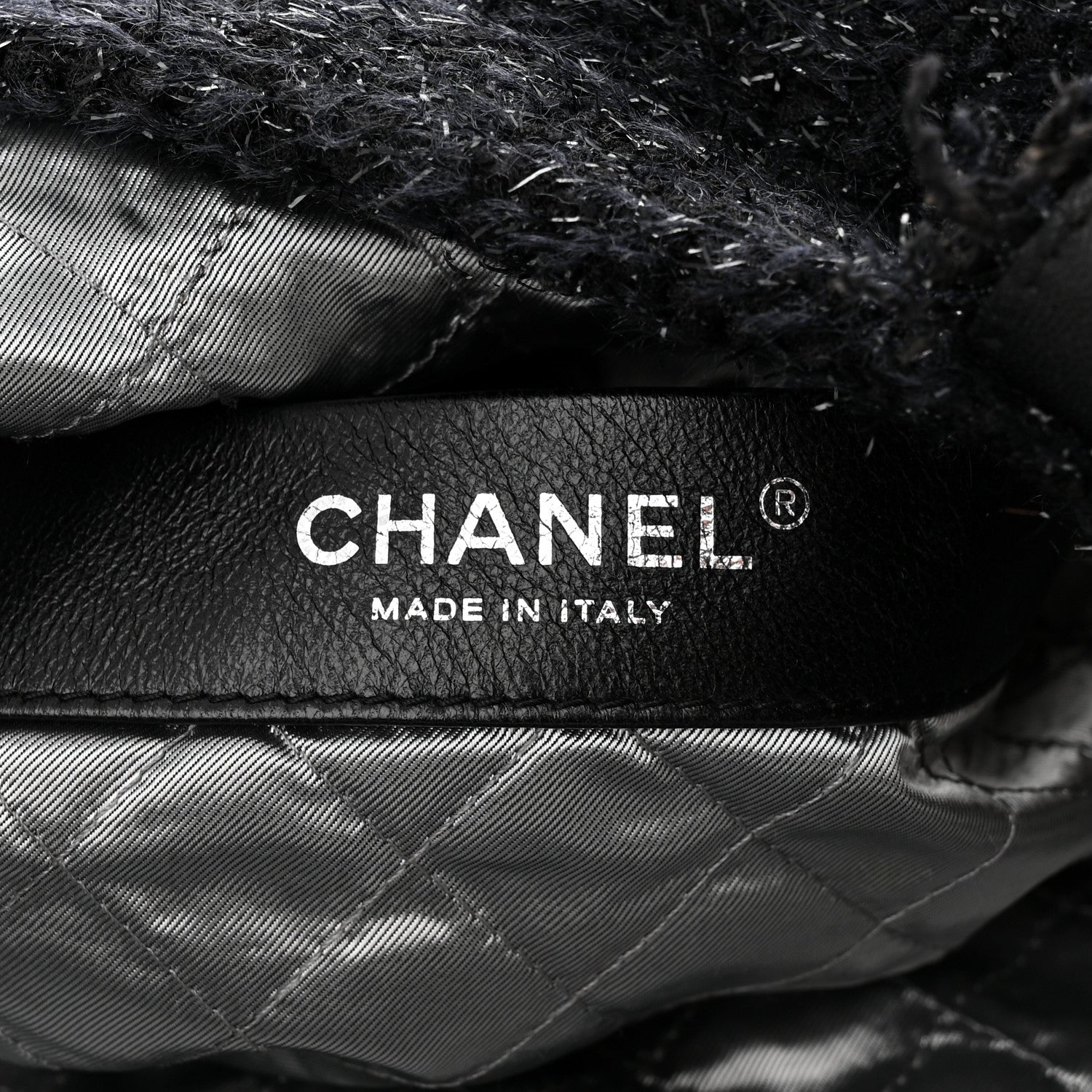 Chanel Tweed Resin Strass Shopping In Fabrics Tote Black 6 of 10