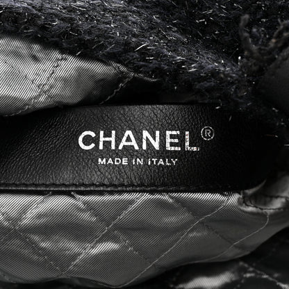 Chanel Tweed Resin Strass Shopping In Fabrics Tote Black 6 of 10