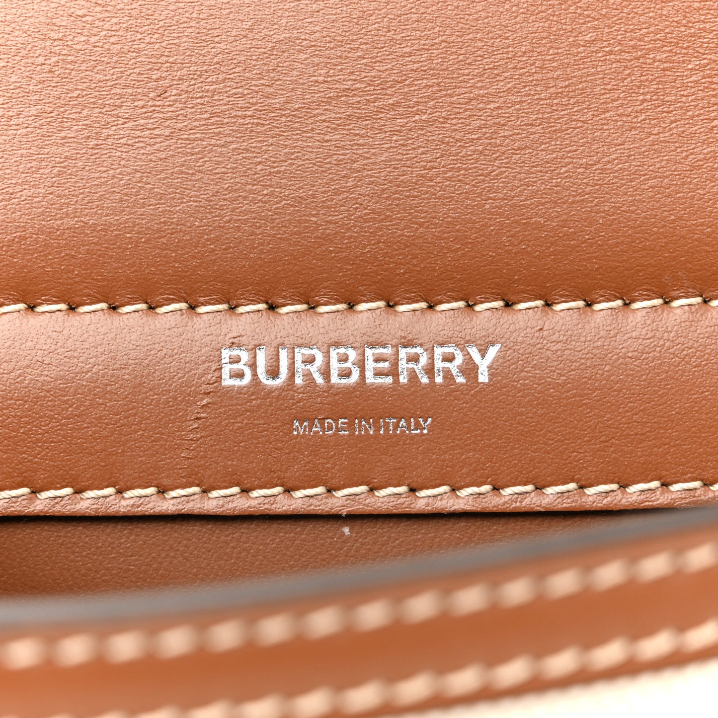 Smooth Calfskin Canvas Horseferry Print Mini Title Bag with Pocket Natural Malt Brown