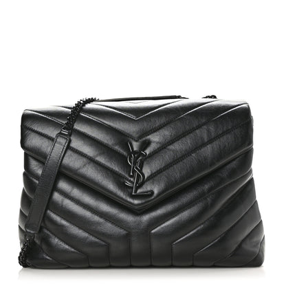 Saint Laurent Calfskin Y Quilted Monogram Medium Loulou Chain Satchel Black 1 of 8