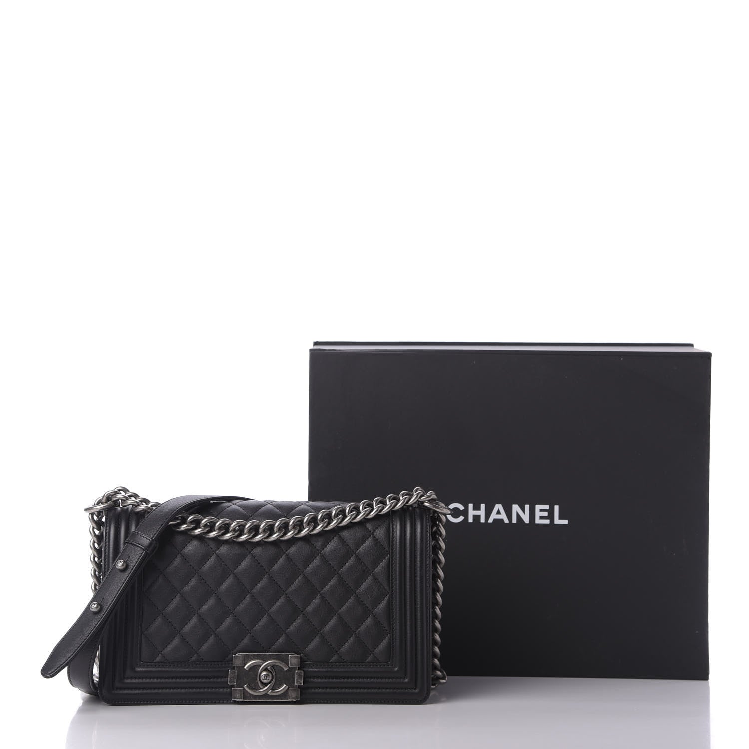 Chanel Calfskin Quilted Medium Boy Flap Black 9 of 9