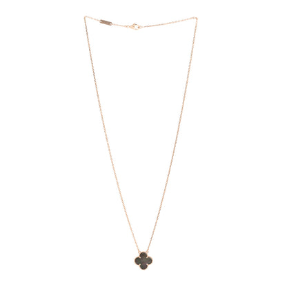 Van Cleef & Arpels 18K Rose Gold Gray Mother of Pearl Vintage Alhambra Pendant Necklace 3 of 6
