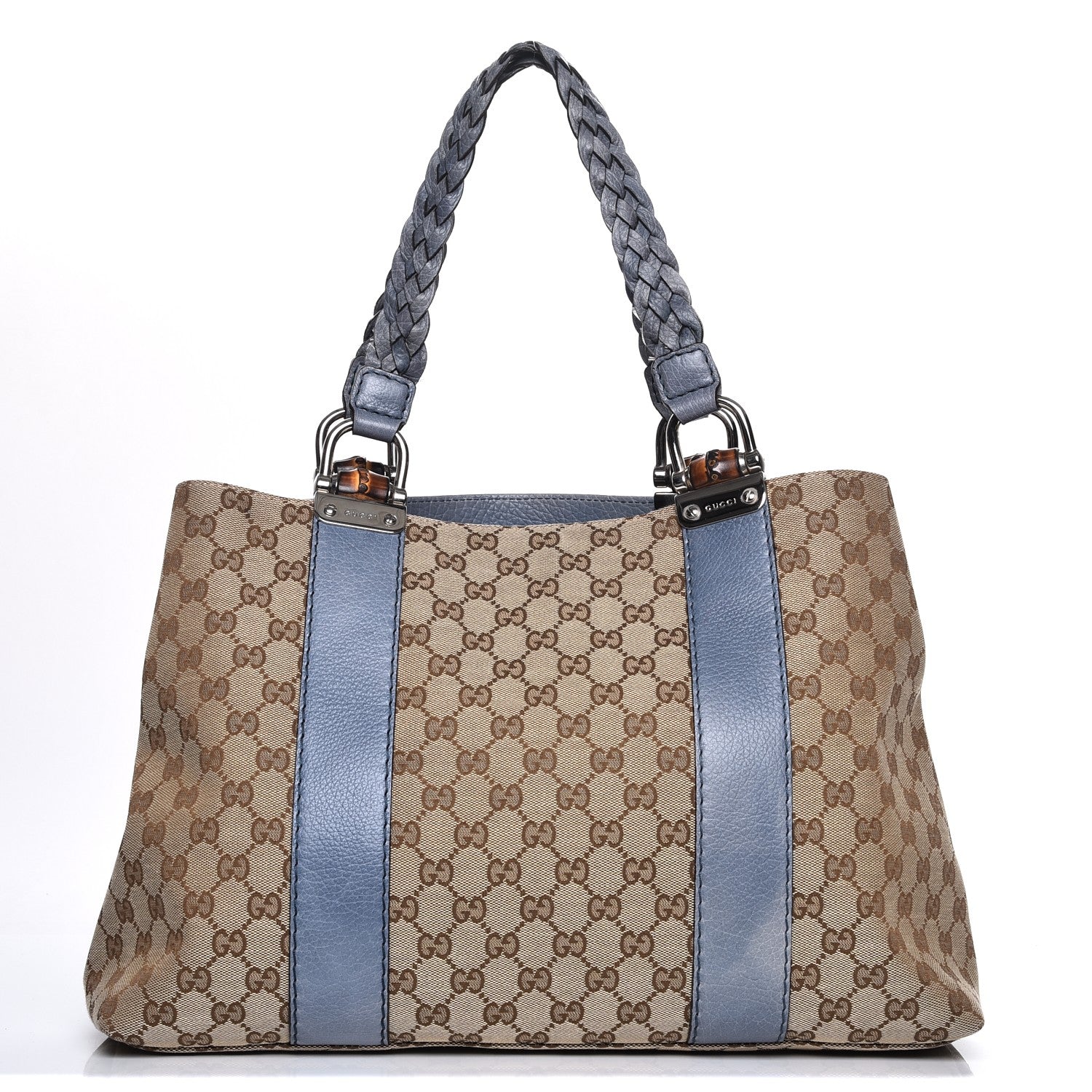 Gucci Monogram Medium Bamboo Bar Tote Blue 1 of 15