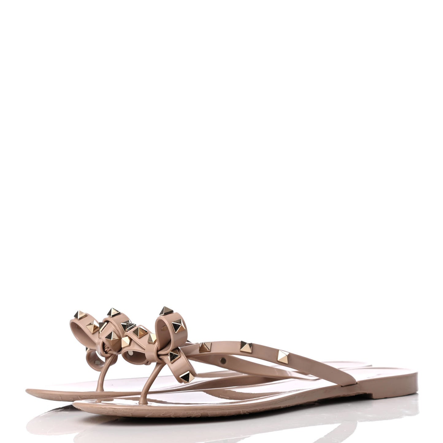 PVC Jelly Rockstud Bow Thong Sandals 41 Poudre