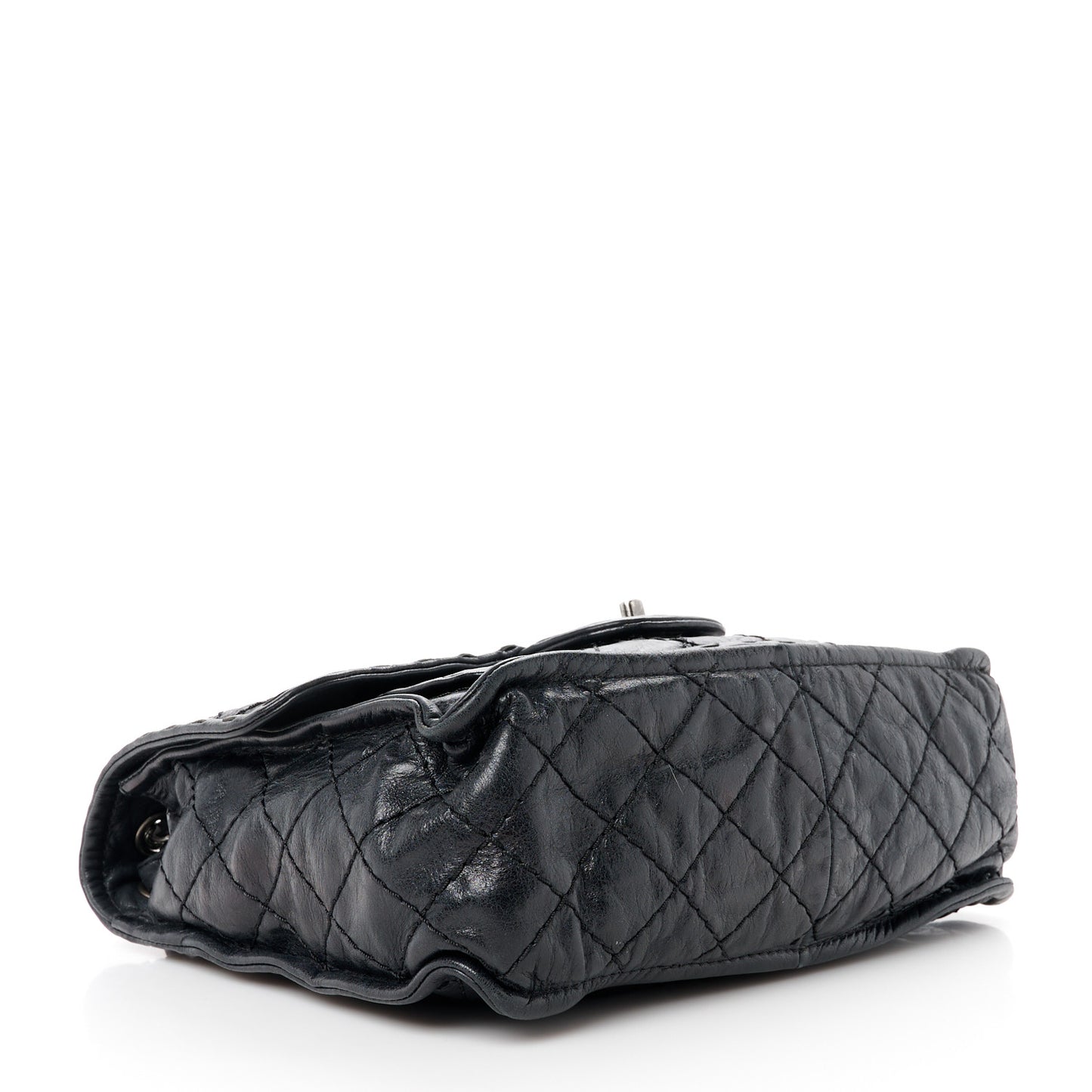 Calfskin Quilted Whipstitch Paris Edinburgh Flap Bag Black