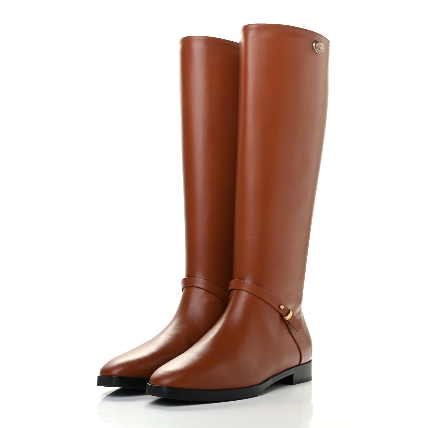 Gucci Calfskin Rosie Tall Riding Boots 37.5 Brown Papaya 3 of 8