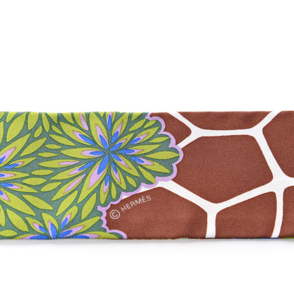 Hermes Silk The Three Graces Twilly Bleu Vert Marron 3 of 4