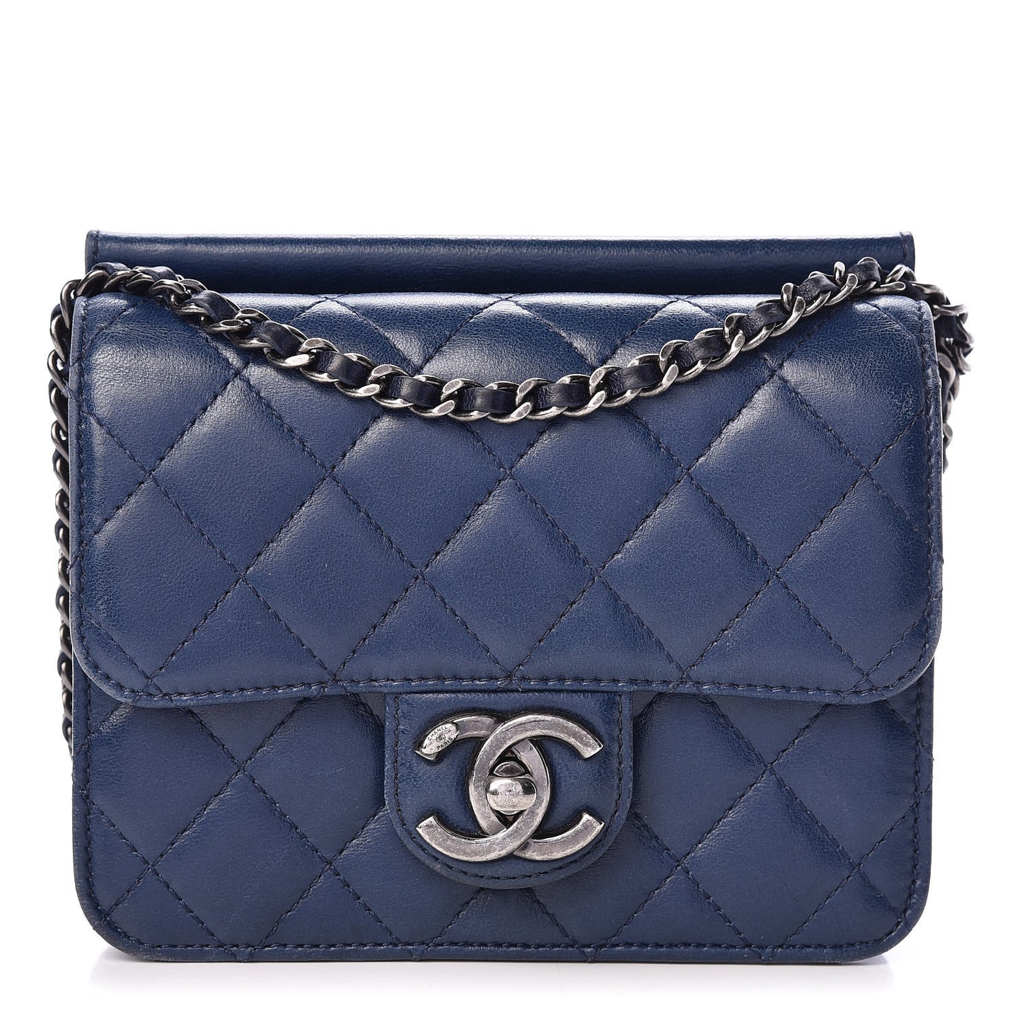 Lambskin Quilted Mini Crossing Times Flap Blue