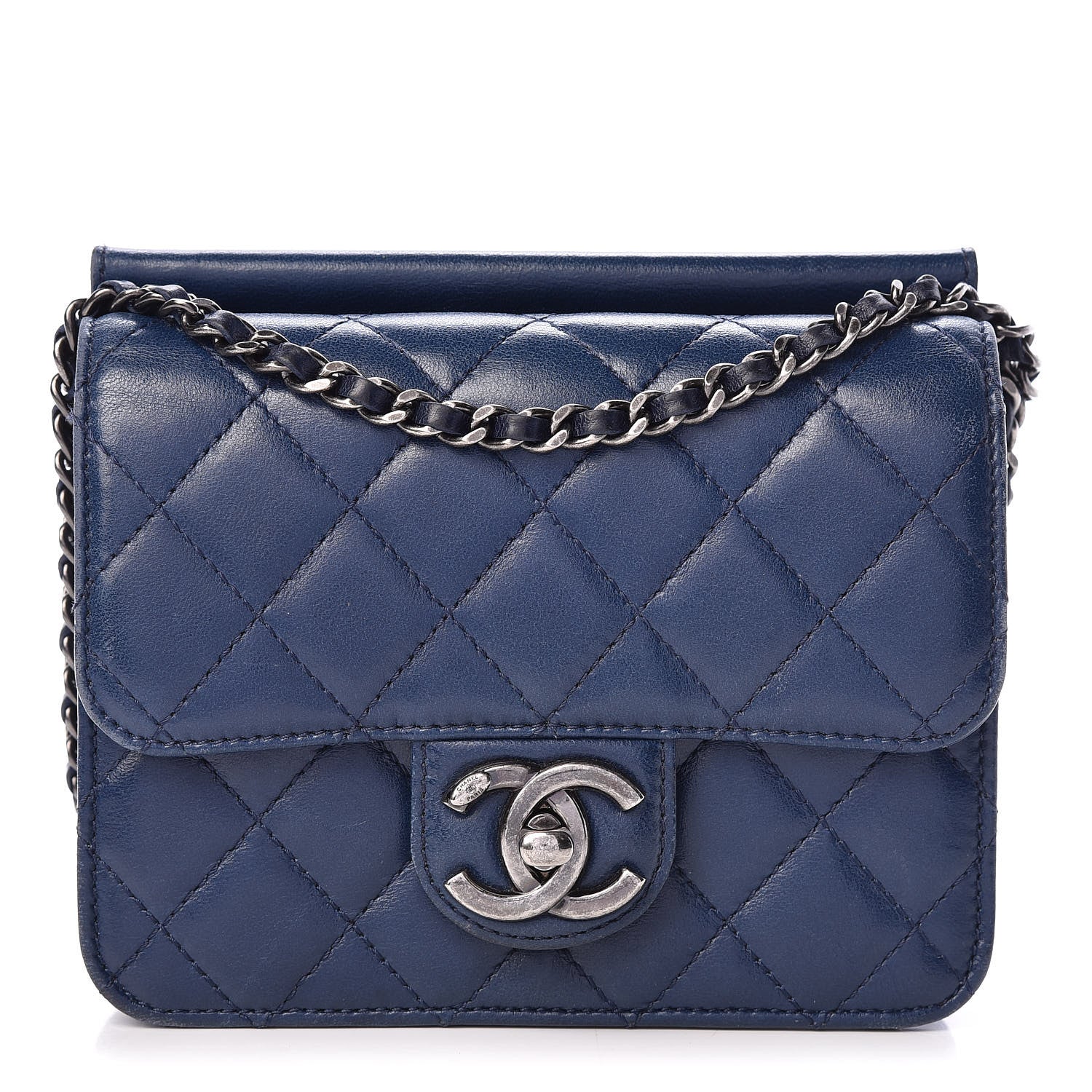 Chanel Lambskin Quilted Mini Crossing Times Flap Blue 1 of 19