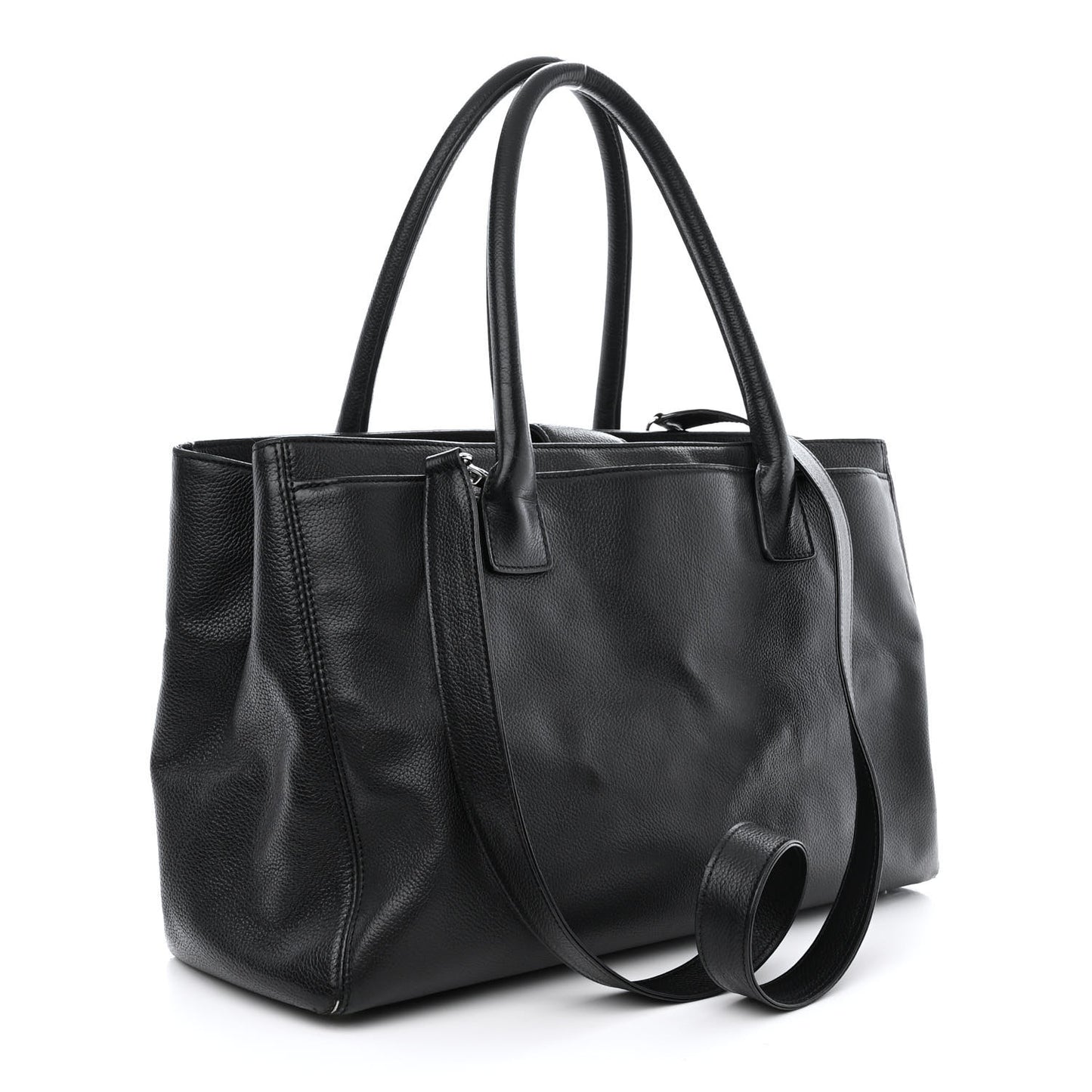 Calfskin Cerf Executive Shopper Tote Black