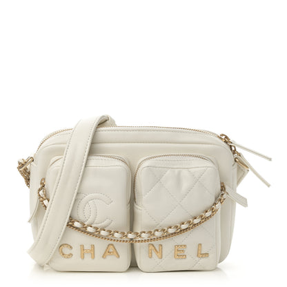 Chanel Calfskin Quilted Small Camera Case White 1 of 12