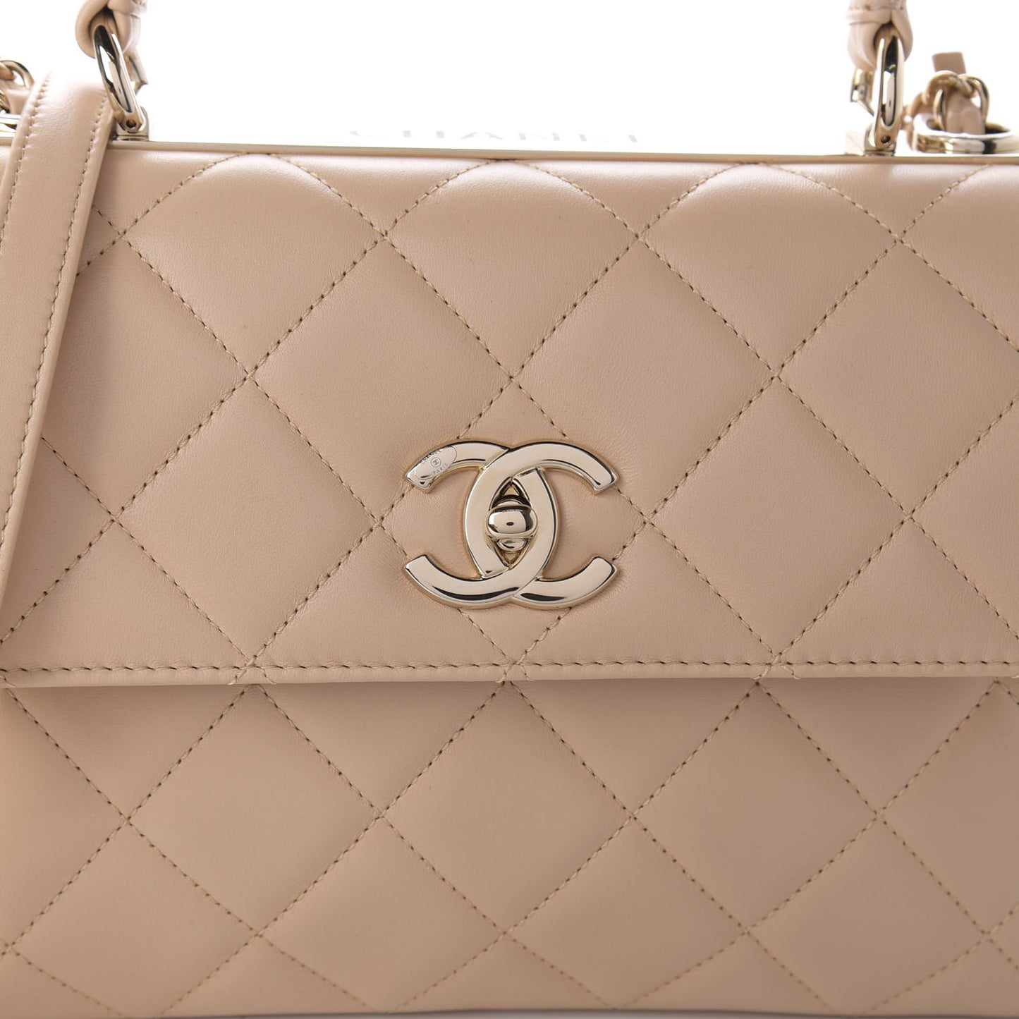 Lambskin Quilted Small Trendy CC Dual Handle Flap Bag Beige