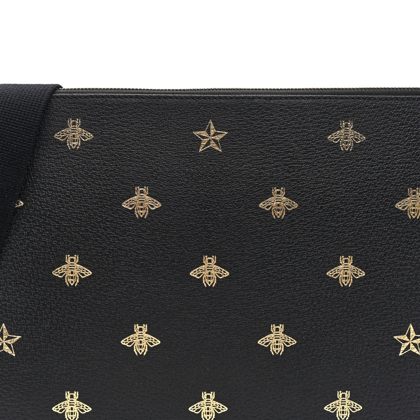 Grained Calfskin Bee Star Messenger Black