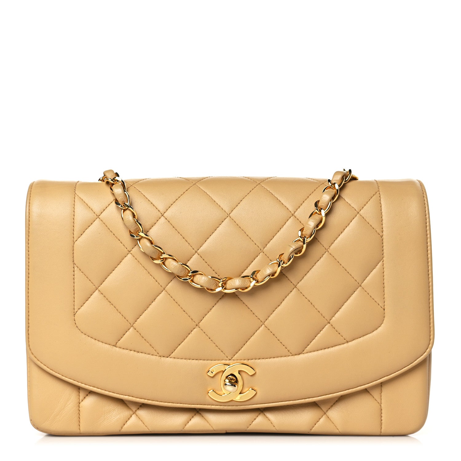 Chanel Lambskin Quilted Medium Single Flap Beige 1 of 8