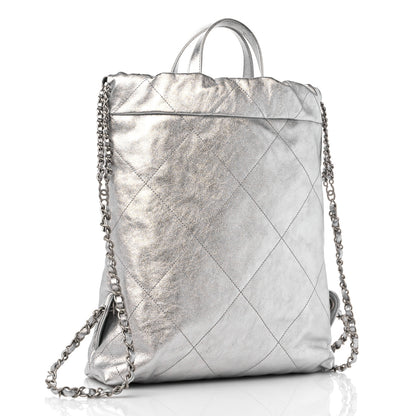 Chanel Metallic Calfskin Quilted Chanel 22 Backpack Silver 3 of 10