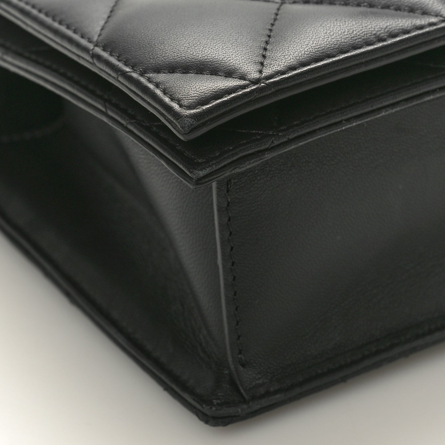 Lambskin Quilted Knuckle Shoulder Bag Black