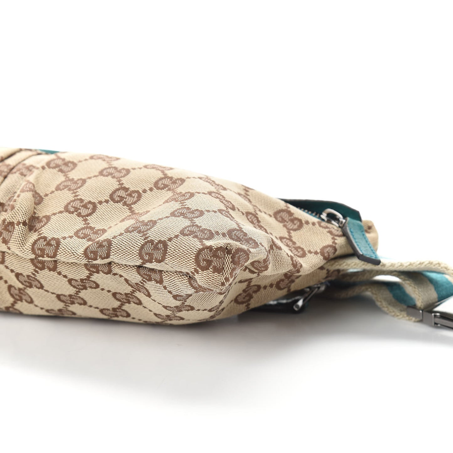 GG Monogram Web Double Pocket Belt Bag Turquoise