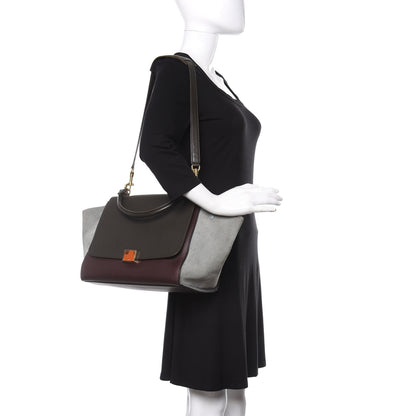 Celine Smooth Calfskin Suede Medium Tri-Color Trapeze Dark Grey 3 of 21
