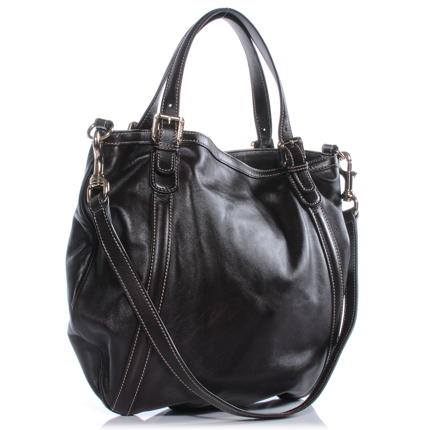 Leather Medium Britt Bag Dark Brown