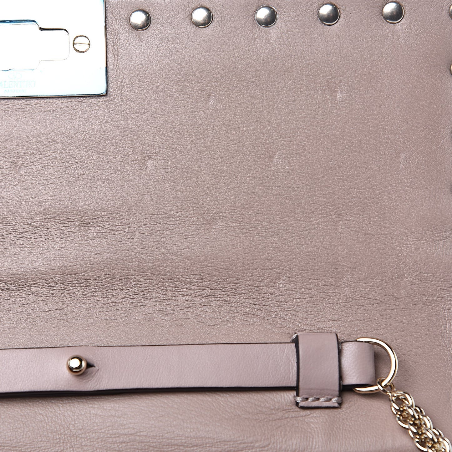 Lambskin Rockstud Spike Wallet on Chain Poudre
