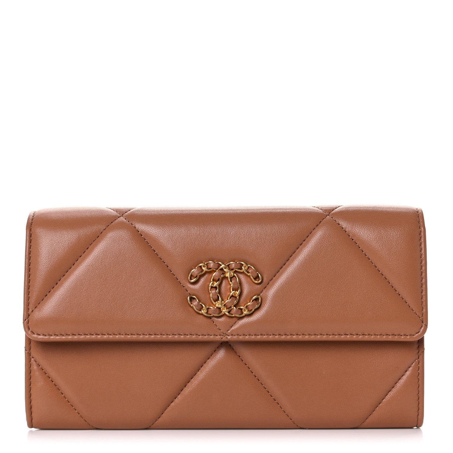 Chanel Lambskin Quilted Chanel 19 Flap Wallet Brown 1 of 18
