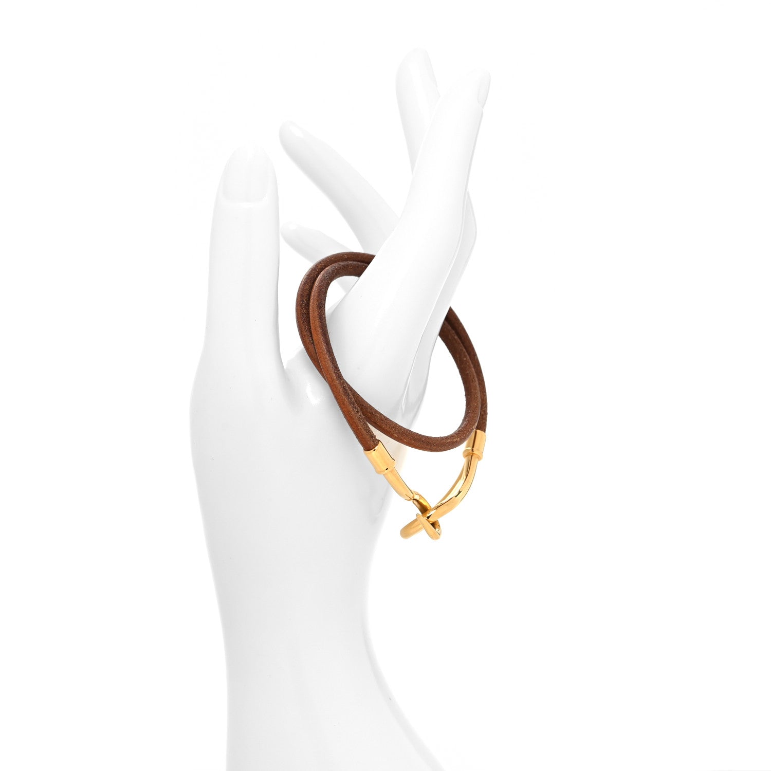 Hermes Natural Bridle Jumbo Hook Double Tour Bracelet Bouton 2 of 4