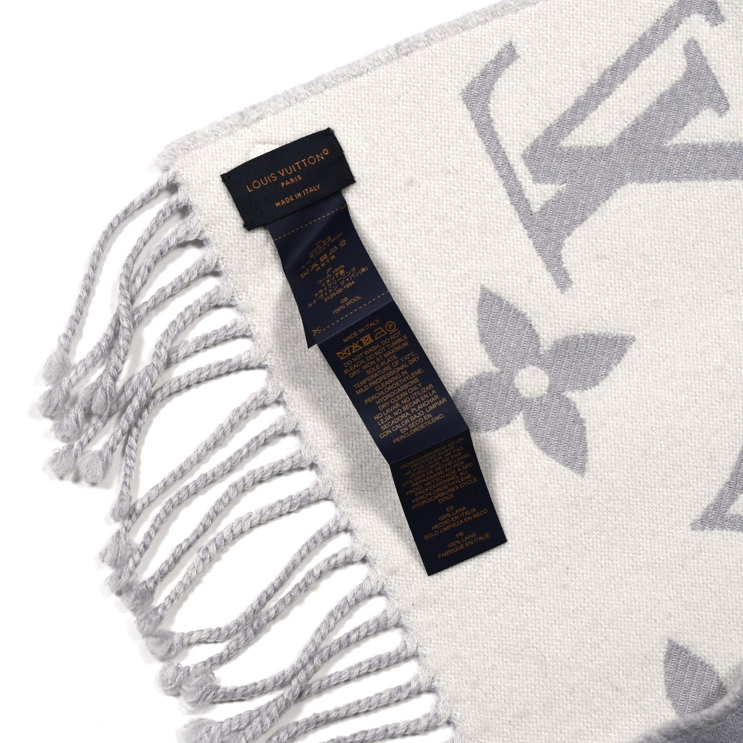 Wool Monogram LV Essential Scarf Gris Clair