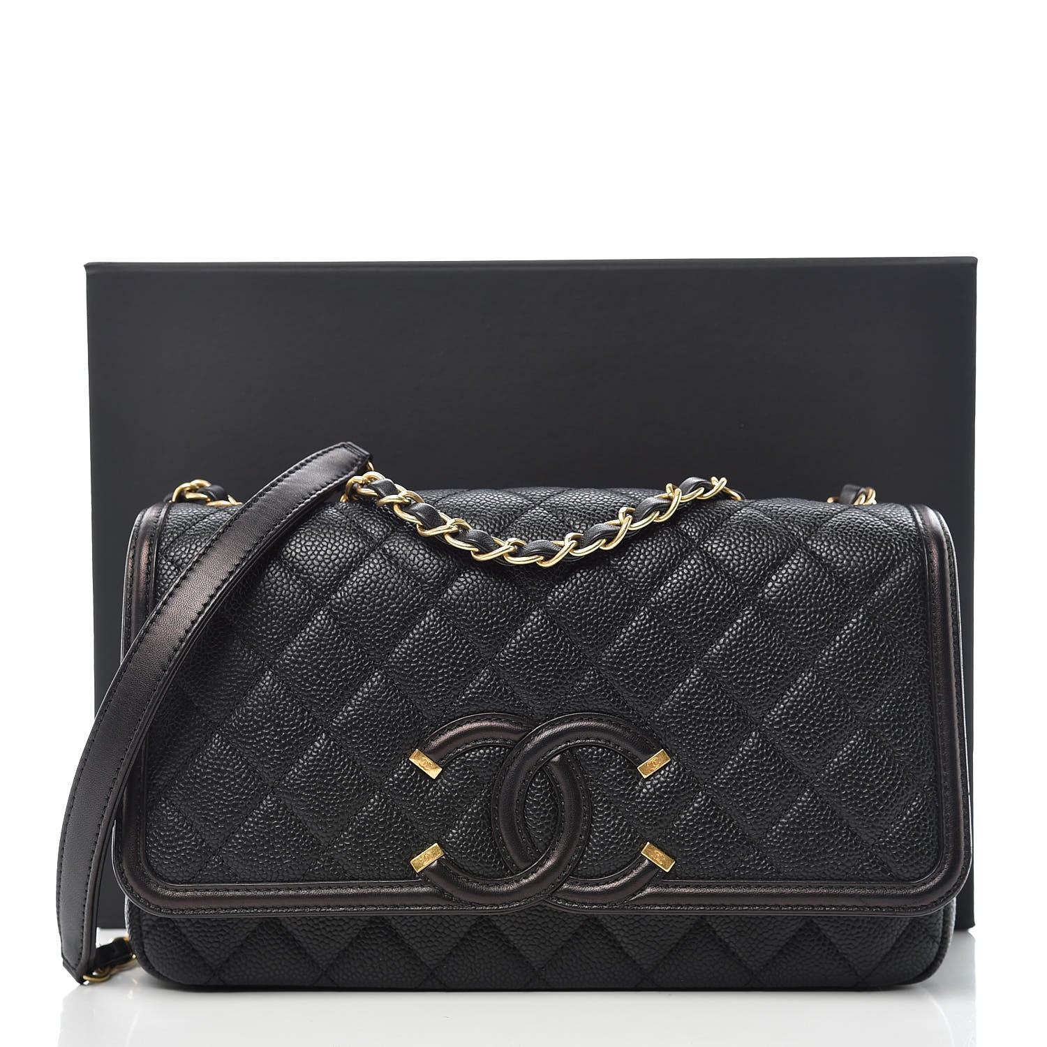 Chanel Caviar Quilted Medium CC Filigree Flap Black 10 of 10