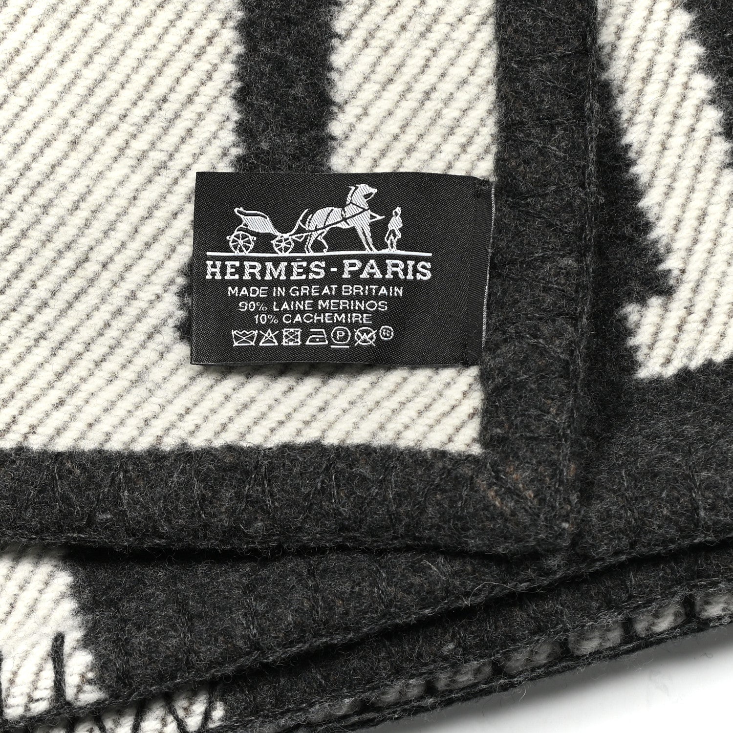 Hermes Wool Cashmere Avalon Blanket Ecru Gris Fonce 3 of 3