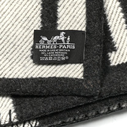 Hermes Wool Cashmere Avalon Blanket Ecru Gris Fonce 3 of 3