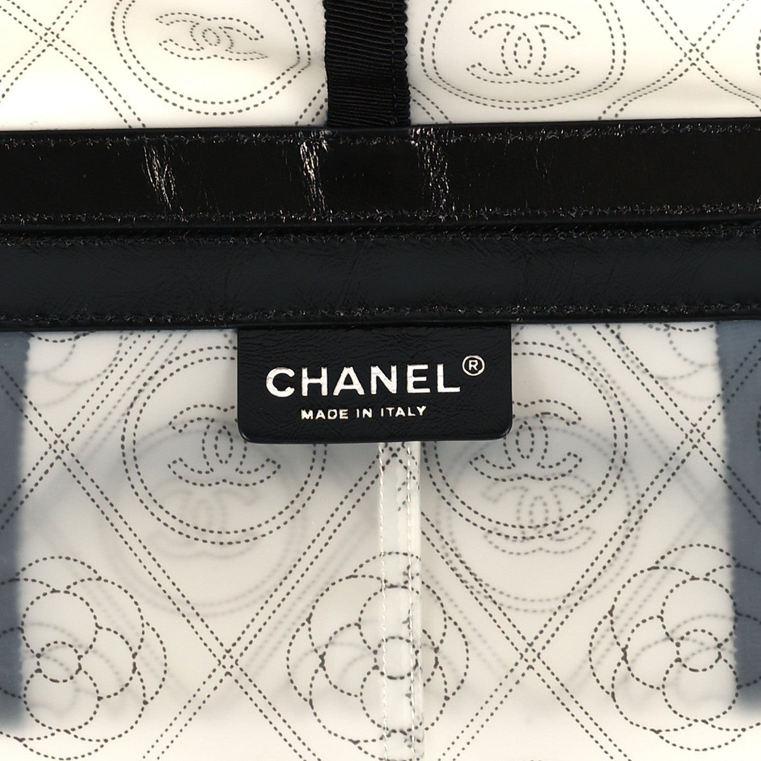 Chanel PVC Calfskin Coco Bag Raincoat White Black 4 of 5