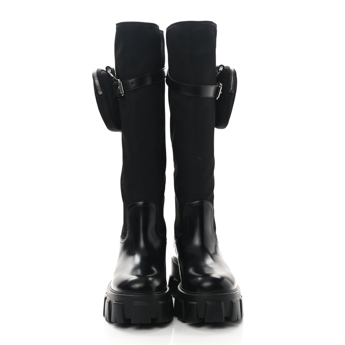 Spazzolato Rois Re-Nylon Metal Triangle Logo Monolith Pouch Pocket 55mm Tall Boots 37 Black