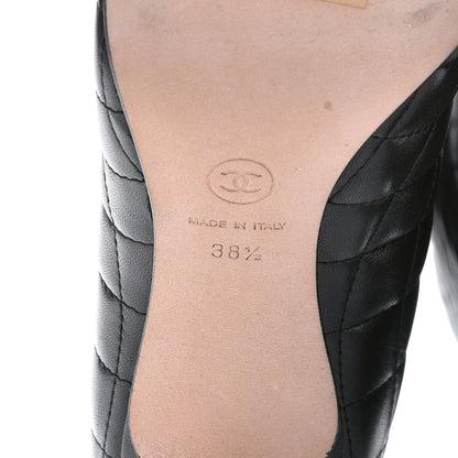 Chanel Lambskin Quilted CC Cap Toe Boots 38.5 Black 7 of 8
