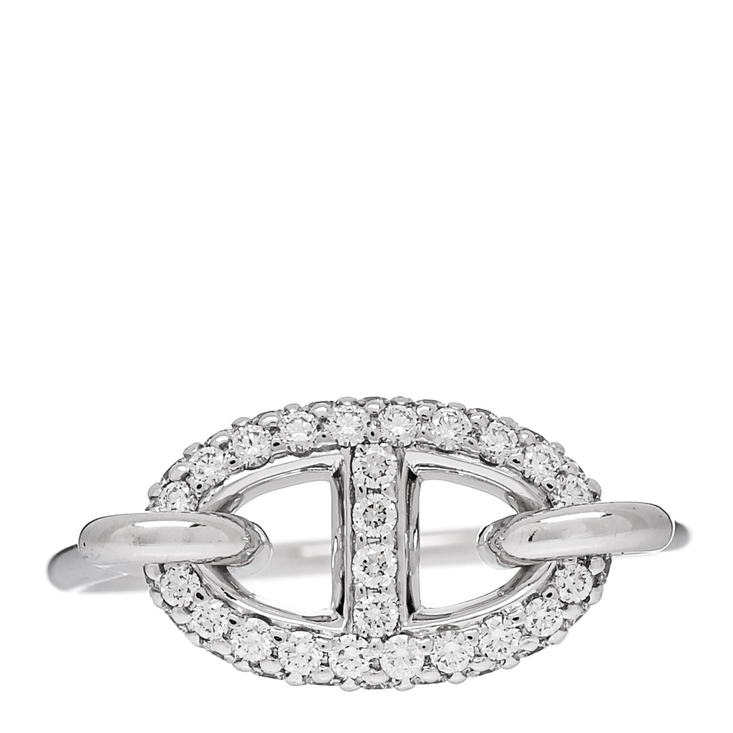 Hermes 18K White Gold Diamond New Farandole Ring 53 6.25 1 of 5