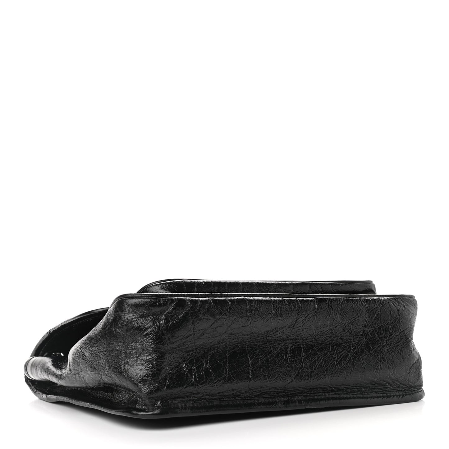Crinkled Calfskin Matelasse Monogram Medium Niki Chain Satchel Black