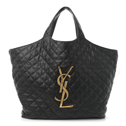 Saint Laurent Lambskin Quilted Maxi Icare Shopping Tote Black 2 of 23