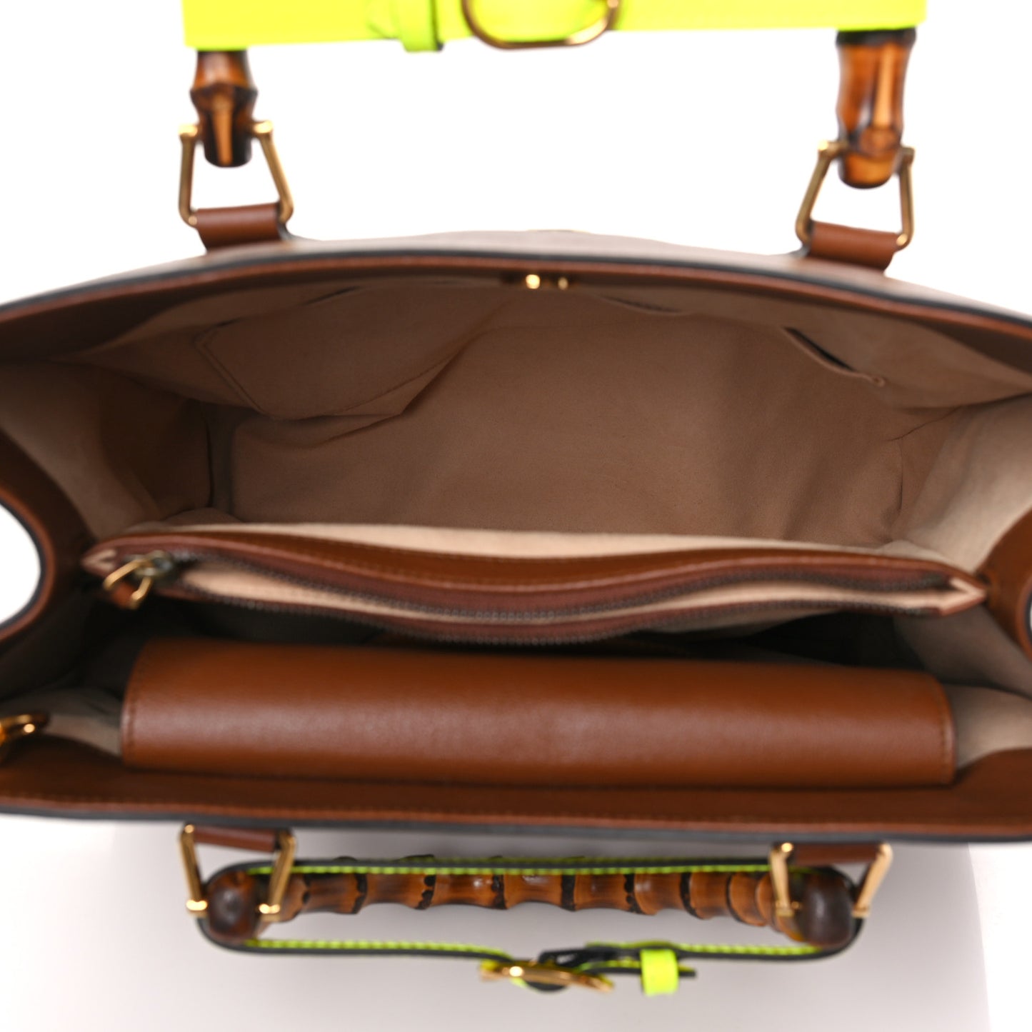 Wonka Grain Calfskin Medium Diana Tote Bag Cuir Yellow Fluo