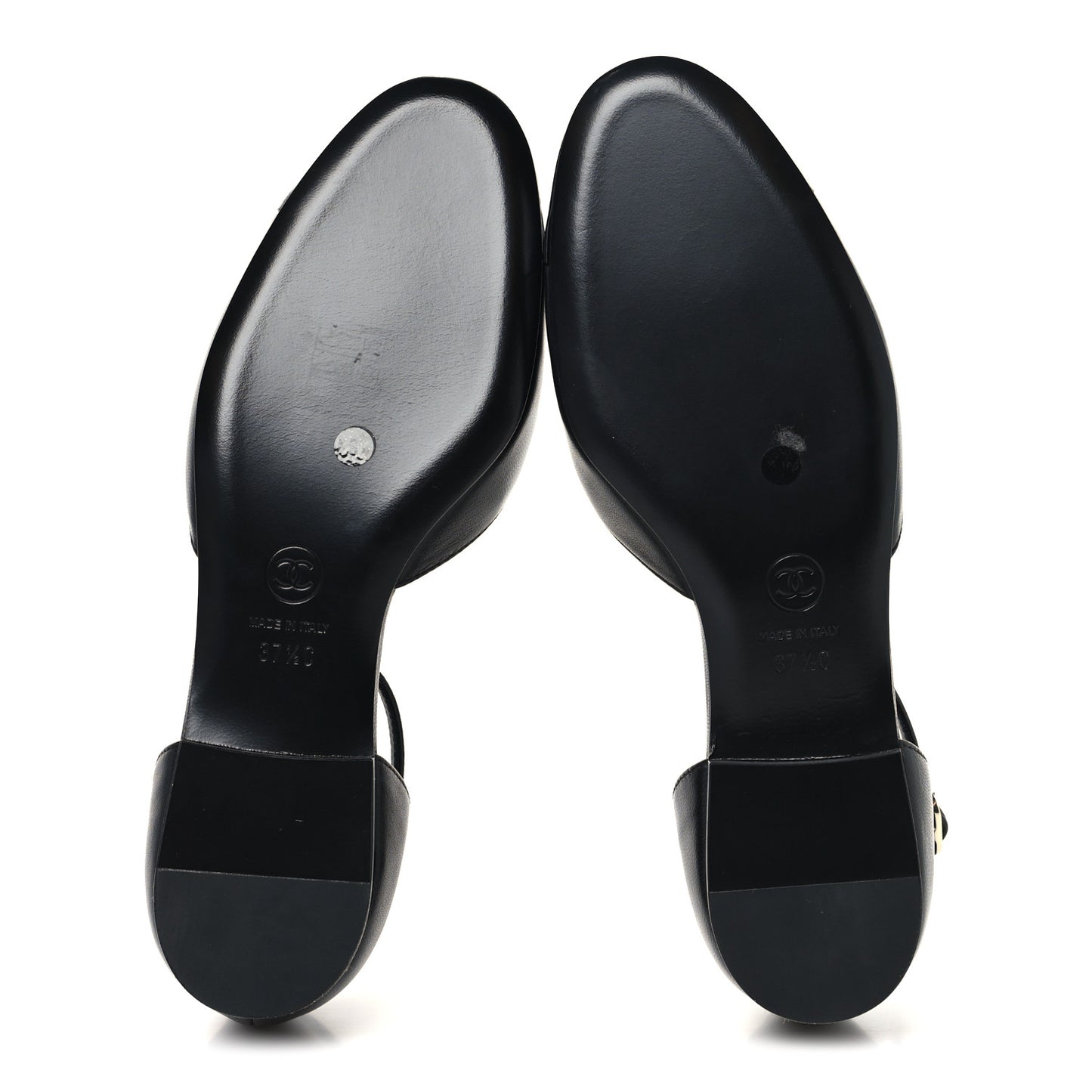 Lambskin Patent Calfskin Cap Toe Camellia Mary Jane Flats 37.5 Black