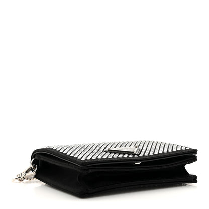 Prada Satin Crystal Metal Triangle Logo Card Holder With Strap Cristal 4 of 10