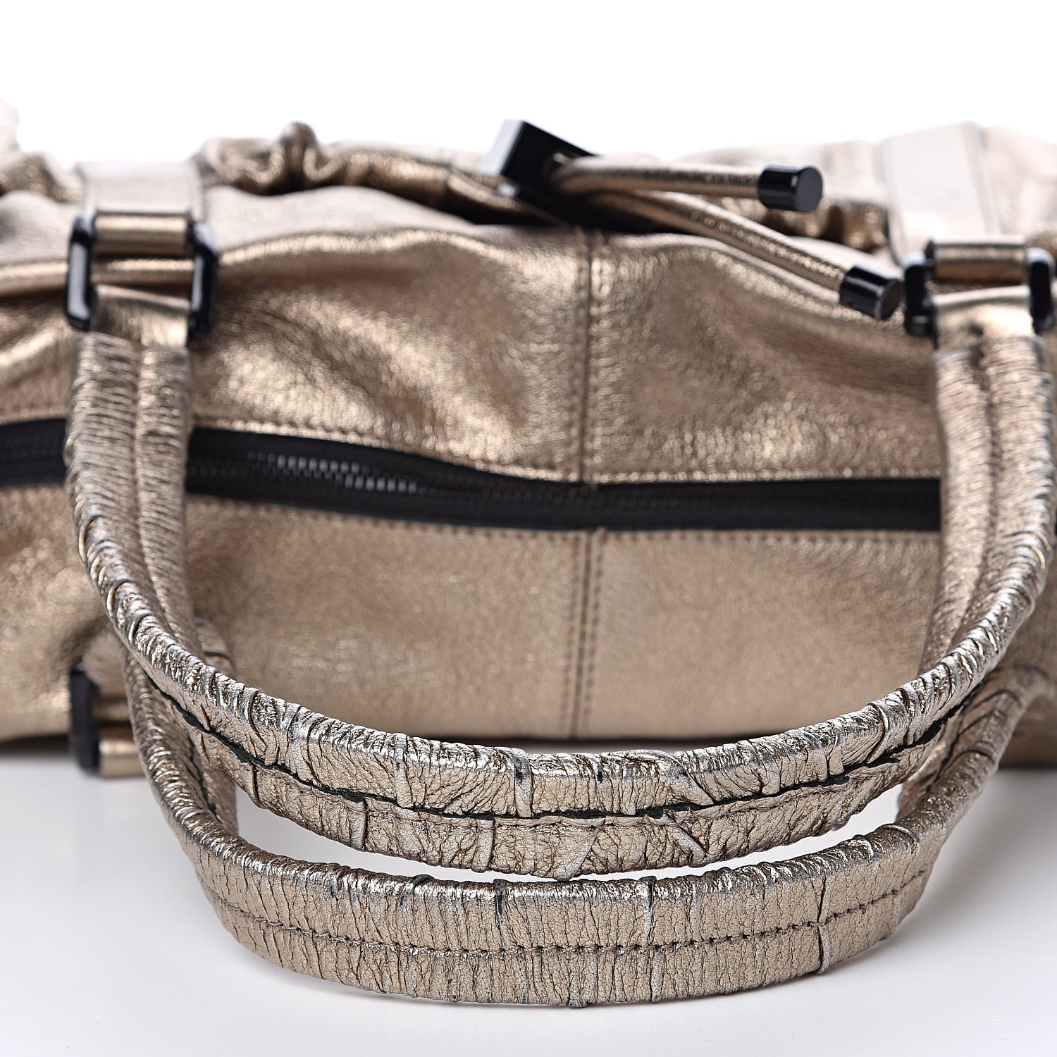 Burberry Metallic Grained Calfskin Small Curzon Satchel Gold 12 of 13