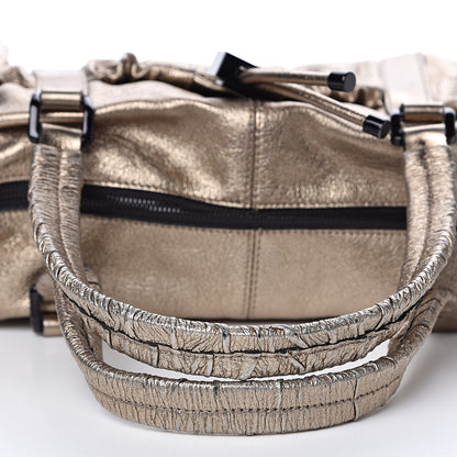 Burberry Metallic Grained Calfskin Small Curzon Satchel Gold 12 of 13