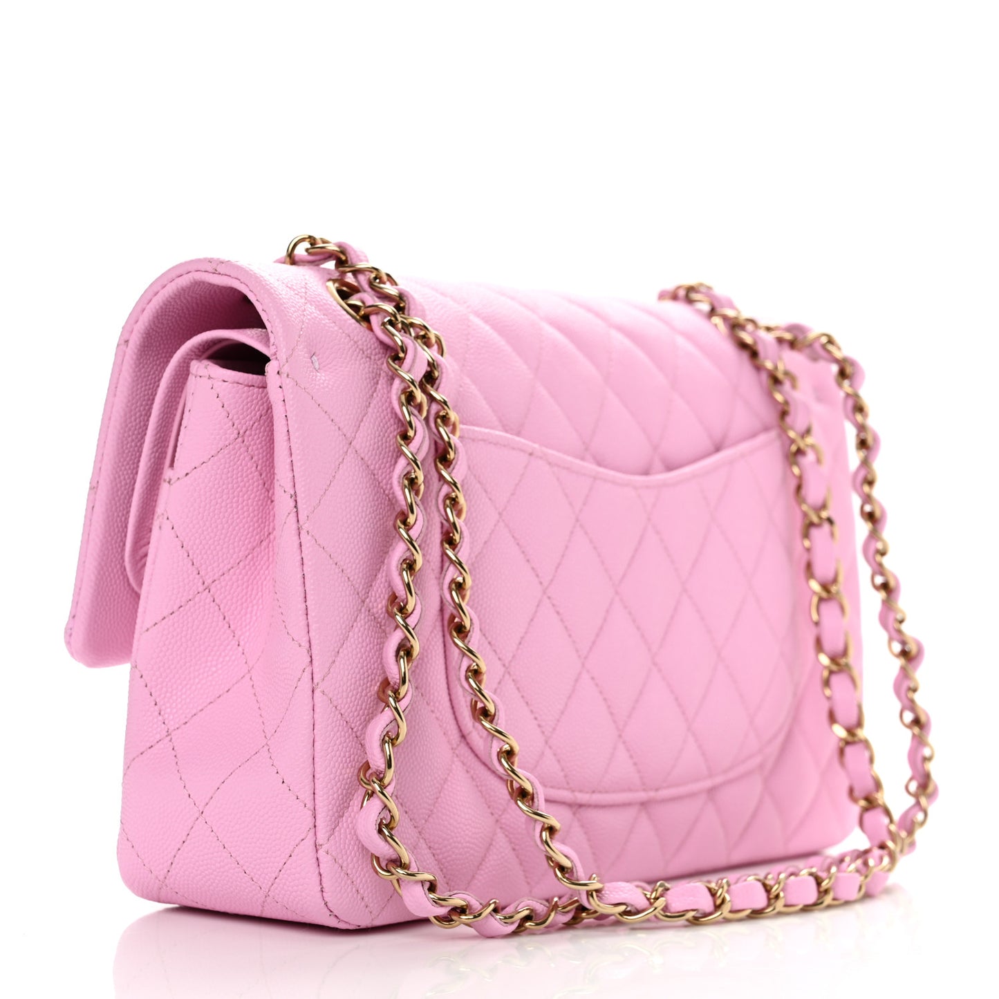Caviar Quilted Medium Double Flap Pink