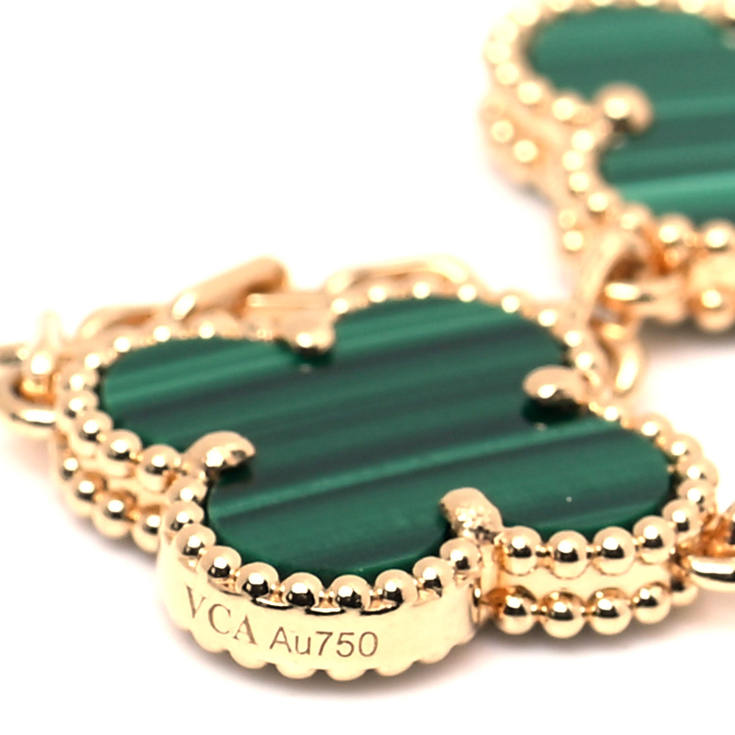 Van Cleef & Arpels 18K Yellow Gold Malachite 5 Motifs Vintage Alhambra Bracelet 6 of 6