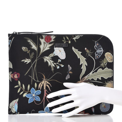 Gucci Canvas Flora Knight Travel Laptop Document Case Black 2 of 8