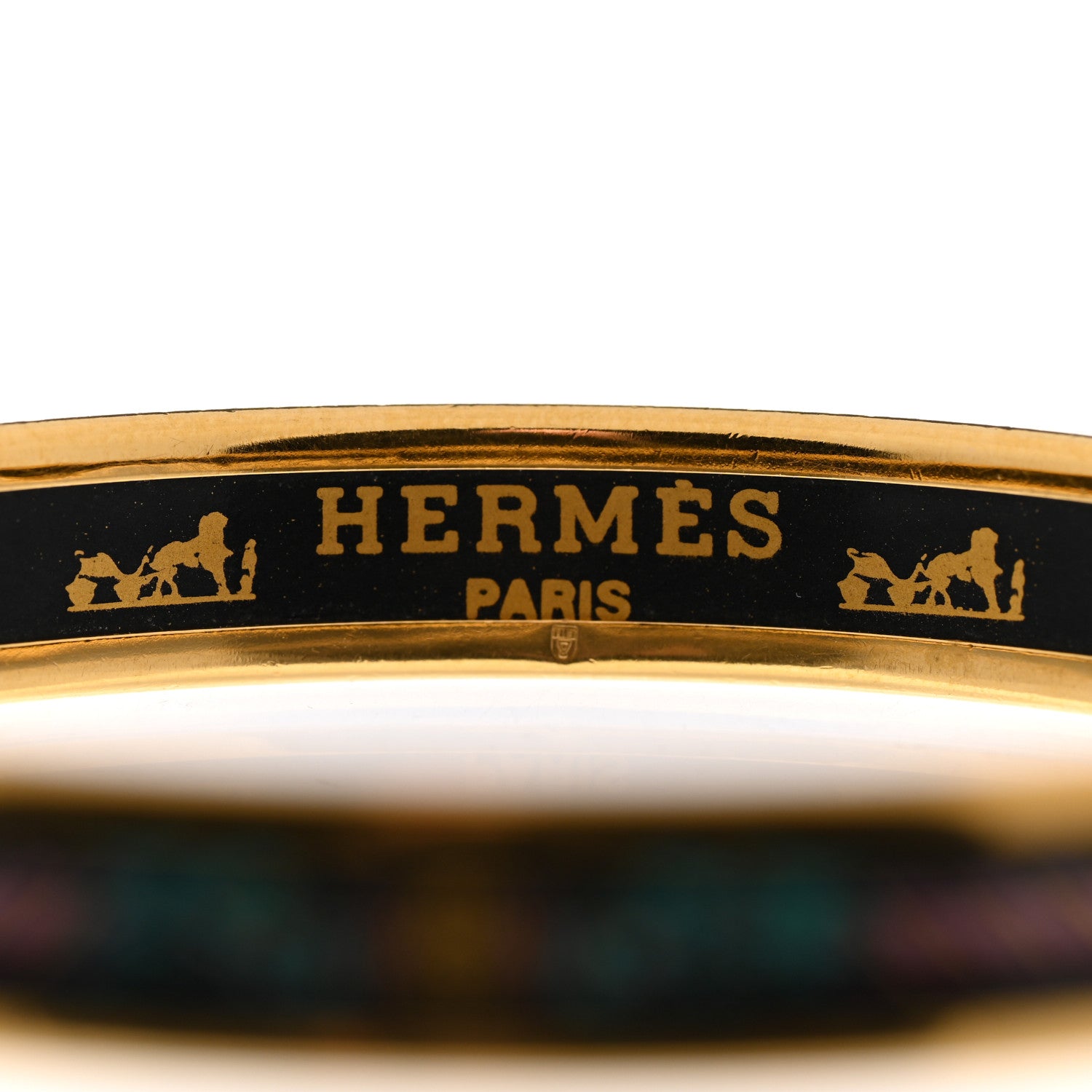 Hermes Enamel Printed Narrow Bracelet 65 Black 5 of 5