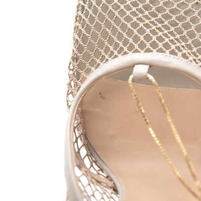 Bottega Veneta Mesh Calfskin Chain Stretch Pumps 38.5 Beige 8 of 9